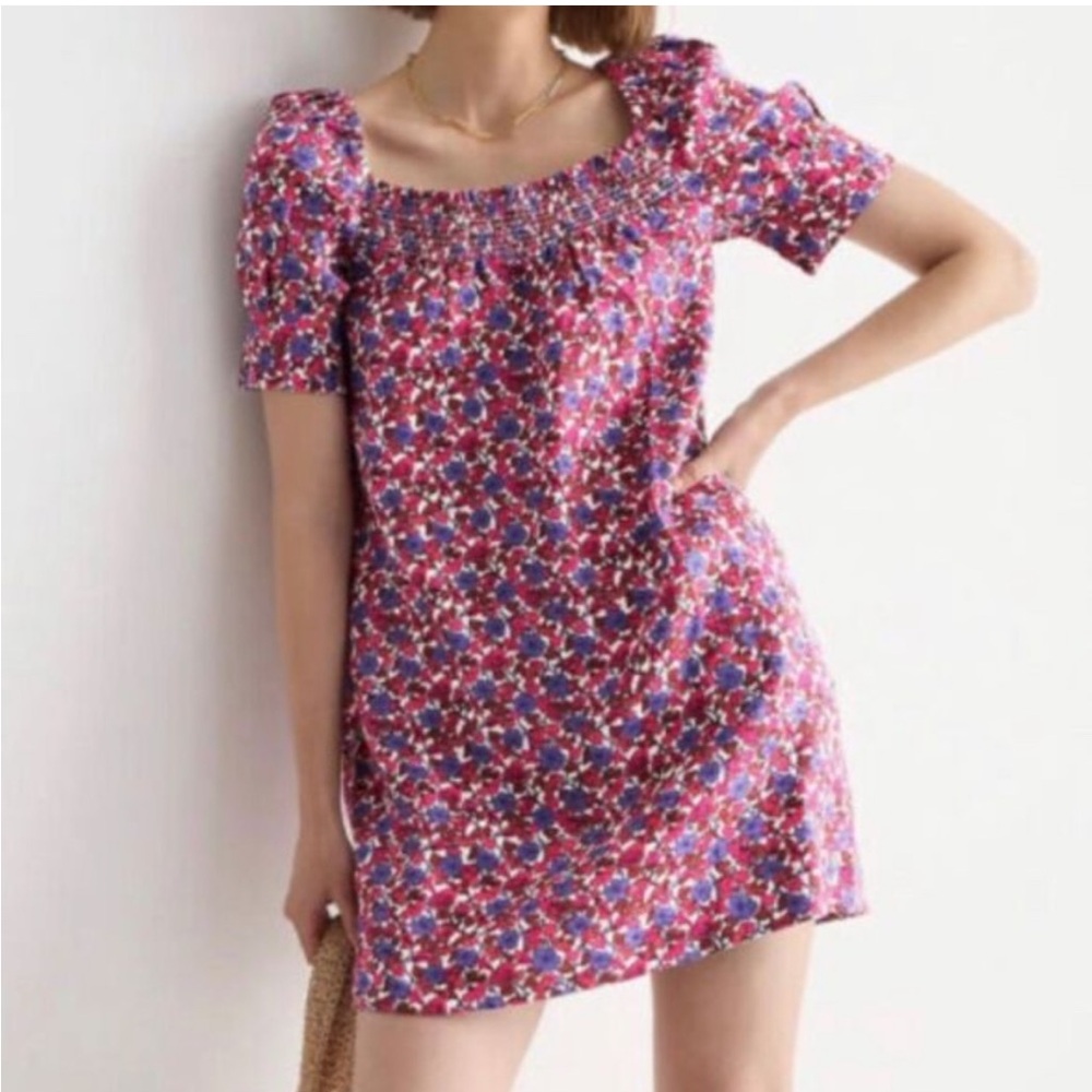 Floral Puff Sleeve Mini Dress